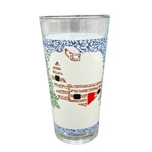 🎄 KIG Christmas Holiday Glasses Cabin Snow Scene – Set of 6 Vintage 12oz Cabin